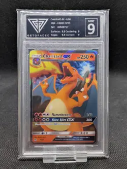 GetGraded 9 Pokemon Charizard GX Hidden Fates Card 9/68 PSA Graded - Image 1