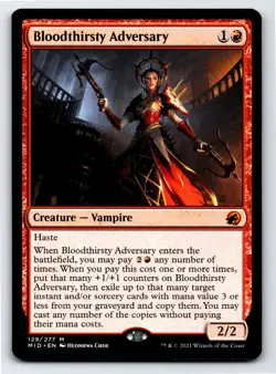 Bloodthirsty Adversary M Innistrad: Midnight Hunt # 129 NM Normal - Image 1