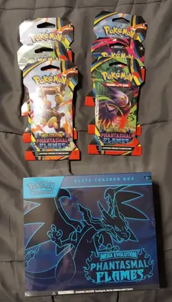 Pokemon TCG Lot Of (7) Phantasmal Flames, 1 ETB, 7 Sleeved Booster Packs - Image 1