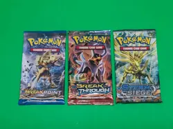 Pokemon TCG XY Breakpoint Breakthrough Steam Siege Booster Packs Lot Of 3 Sealed - Image 1