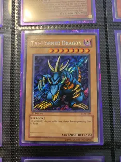 Yugioh LOB-000 Tri-Horned Dragon 1st Edition English Glossy Print (VLP/NM) - Image 1