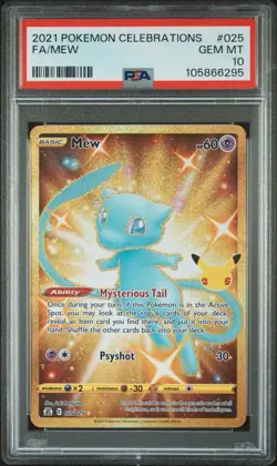 Mew PSA 10 2021 English Pokemon Card Celebrations 025/025 Gold Full Art UR - Image 1