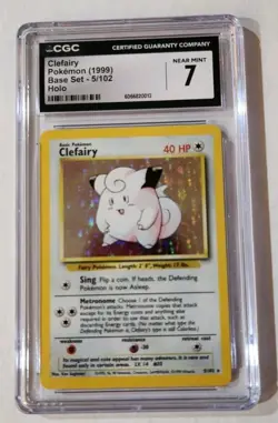 Vintage WOTC Pokemon Base Set 5/102 Clefairy 1999 Holo Rare CGC 7 NEAR MINT - Image 1