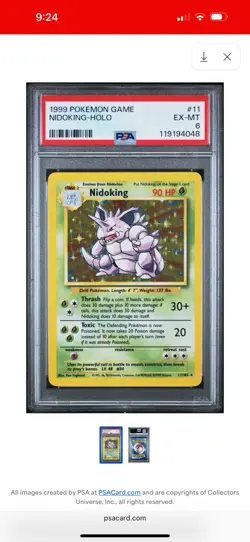 1999 POKEMON GAME BASE SET #11 NIDOKING-HOLO PSA 6 EXCELLENT-MINT, Free Shipping - Image 1