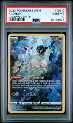 2023 POKEMON SWORD & SHIELD CROWN ZENITH #GG10 FULL ART/MEW PSA 10 - Image 1