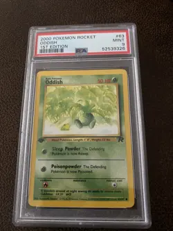 Pokemon TCG Oddish 2000 Team Rocket #63 Regular 1st Edition Common PSA 9 MINT - Image 1