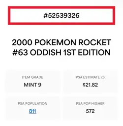 Pokemon TCG Oddish 2000 Team Rocket #63 Regular 1st Edition Common PSA 9 MINT - Image 3