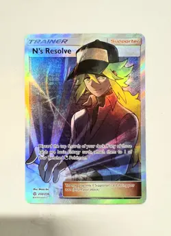 Pokemon N's Resolve Cosmic Eclipse Ultra Rare Full Art SM Holo Card 232/236 - Image 1