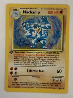 1999 POKEMON Machamp 8/102 Base Set 1st Edition Holo (NM+) - Image 1