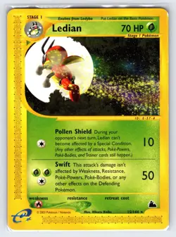 Ledian 15/144 2003 Skyridge Pokemon Card Vintage WOTC Non Holo Rare - Lp - Image 1