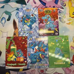 5 Cracked Ice Holos Feraligatar & Totodile Cards Multiple database Sets Non TCG - Image 1