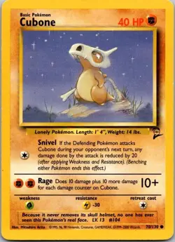 Cubone 70/130 Base 2 Set Pokemon Card - Image 1