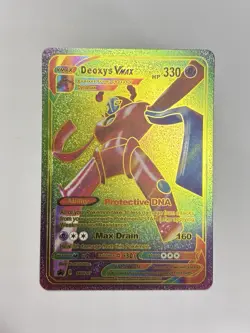 Deoxys Vmax HP 330 Rainbow Foil Fan Art Display Card RARE - NM/M - Image 1
