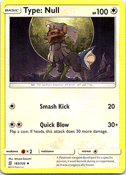 Type: Null 183/236 Pokemon Unified Minds Regular Light Play - Image 1