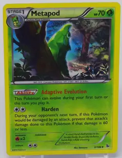 Pokemon XY Flashfire Reverse Holo #2 Metapod - Image 3