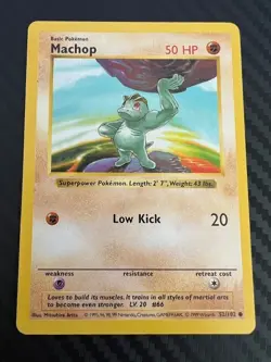 Pokemon TCG Machop 52/102 Base Set Shadowless LP - Image 1