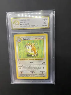 Pokemon 1st Edition Raticate Shadowless Base Set 1999 CGA 8 - Image 1