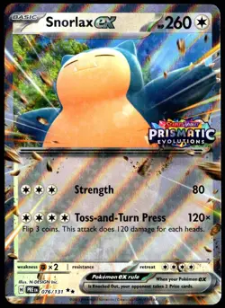 Pokemon TCG Snorlax ex 076/131 2025 Prismatic Evolutions Stamped Promo Card - NM - Image 1