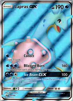 Lapras GX (Full Art) 139/149 SM Base Set Pokemon TCG NM - Image 1