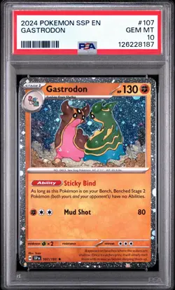 2024 POKEMON SSP EN-SURGING SPARKS #107 GASTRODON GEM MINT PSA 10 POP 7 RARE - Image 1