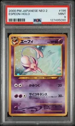 Espeon Holo No. 196 Neo Discovery Japanese Pokemon Card PSA 9 NM-M JUST GRADED - Image 1