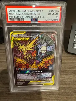 2019 POKEMON SM BLACK STAR PROMO FULL ART/MOLTRES & ZAPDOS & ARTICUNO GX PSA 10 - Image 1
