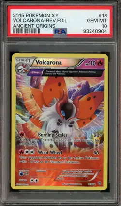 Pop 11 - PSA 10 Volcarona #18 Pokemon XY Ancient Origins - Reverse Holo - Image 1