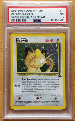 PSA 7 Meowth #10 Black Star Promo Game Boy Rare Holo Pokemon WOTC - Image 1