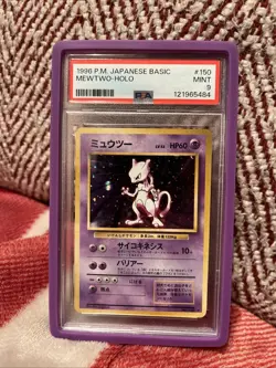 1996 Pokemon Japanese Basic Set Mewtwo HOLO #150 PSA 9 Mint - Image 1
