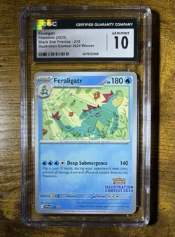 CGC 10 - Feraligatr 213 SVP Pokemon Illustration Contest 2024 Black Star Promo - Image 1