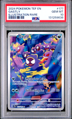 PSA 10 GEM MINT!!! Pokemon Gastly 177/162 IR Temporal Forces Holo Rare - Image 1