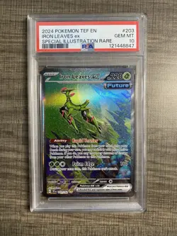 2024 POKEMON TEF EN TEMPORAL FORCES SIR #203 IRON LEAVES EX PSA 10 - Image 1