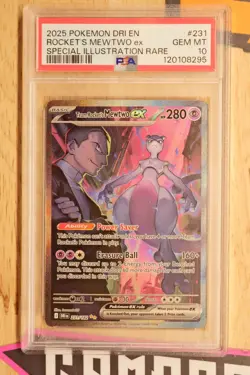 PSA 10 2025 POKEMON DRI SPECIAL ILLUSTRATION RARE #231 TEAM ROCKET'S MEWTWO EX - Image 1