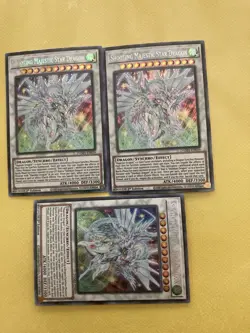 Yugioh Playset 3X Shooting Majestic Star Dragon DAMA-EN039 1st Edition Unplayed - Image 1