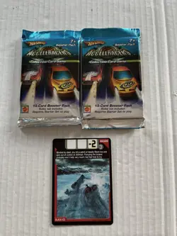 Hot Wheels AcceleRacers 15 Card Booster Pack Collectible Card Game 2 Pack Hazard - Image 1