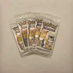 General Mills Pokemon 25th Anniversary Cereal 3-Card Booster x5 Packs Sealed - Image 1