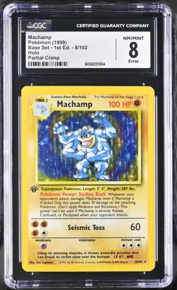 Machamp Base Set Holo CGC 8 Graded Crimp Error Pokemon Card 1st Edition - Image 1