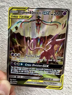 Pokemon TCG Espeon & Deoxys GX SM240 Black Star Promo Full Art Holo Card - Image 2