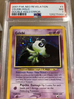 Pokemon Celebi Double Holo Neo Revelation 3/64 PSA 7 Swirl - Image 1