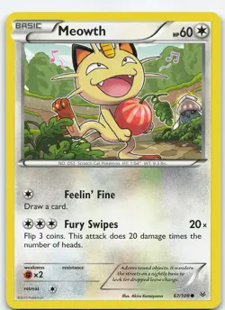 Meowth 67/108 XY - Roaring Skies Common Normal MP Pokemon TCG - Image 1