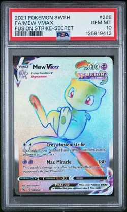 2021 POKEMON SWORD & SHIELD FUSION STRIKE SECRET #268 FULL ART/MEW VMAX PSA 10 - Image 1