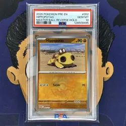 ??PSA 10 GEM MINT 2025 Pokemon Prismatic Evolutions HIPPOPOTAS #052 Master Ball - Image 2