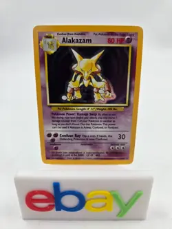 Alakazam 1/102 - Base Set Unlimited Holo Rare WOTC Pokemon TCG LP - Image 1
