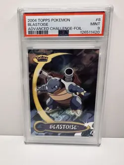 2004 TOPPS POKEMON BLASTOISE #8 ADVANCED CHALLENGE FOIL PSA 9 MINT - Image 1