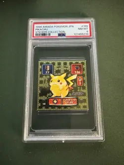 1996 AMADA POKEMON JPN STICKER COLL #189 PIKACHU PSA 8 - Image 1