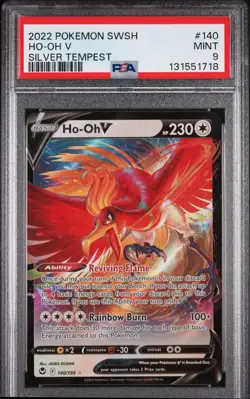 2022 POKEMON SWORD & SHIELD SILVER TEMPEST #140 HO-OH V MINT PSA 9 - Image 1