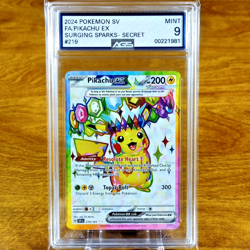 Pokemon SV Surging Sparks Pikachu EX 219/191 AGS Mint 9 FA Holo Secret Rare 2024 - Image 1