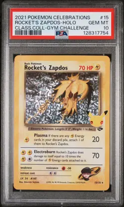 2021 POKEMON CELEBRATIONS CLASSIC COLL #15 ROCKET'S ZAPDOS-HOLO PSA 10 - Image 1