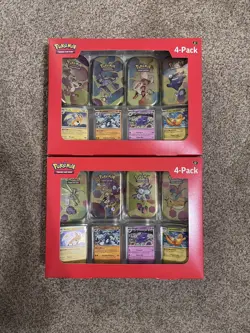 2 Pokemon TCG 151 Mini Tins 4 Pack + 4 Promos SEALED Sams Club Exclusive NEW - Image 1