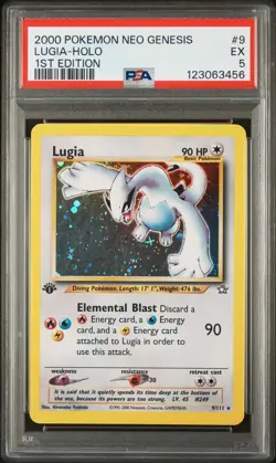 2000 Pokemon Neo Genesis 1ST Edition Lugia #9 1ST Edition PSA 5 - Image 1